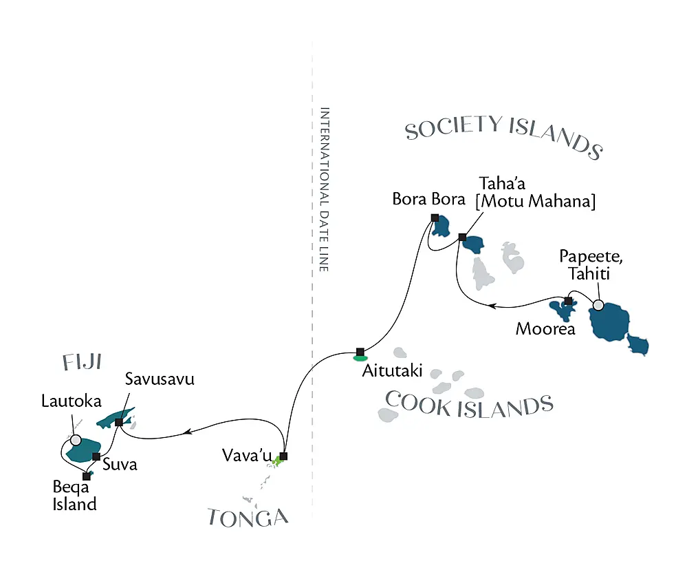 Society Islands, Cook Islands, Tonga & Fiji